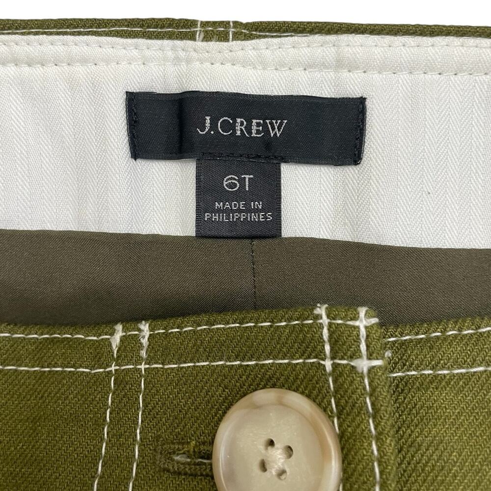 J.Crew Linen Blend Button Front A-Line Skirt Green Sz 6T Classic Preppy Chic - Picture 11 of 13